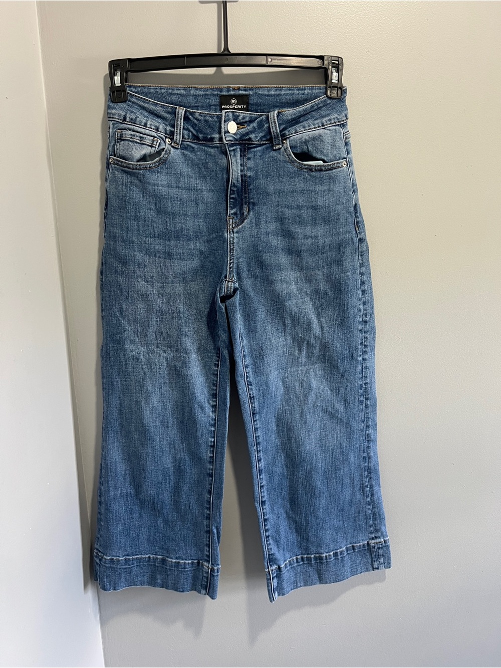 Women's Blue Wide-Leg Crop Jeans
